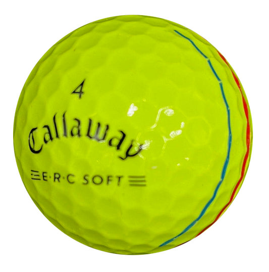 Gelber Callaway Golfball ERC Soft mit Triple Track Linien und Dimple-Oberfläche