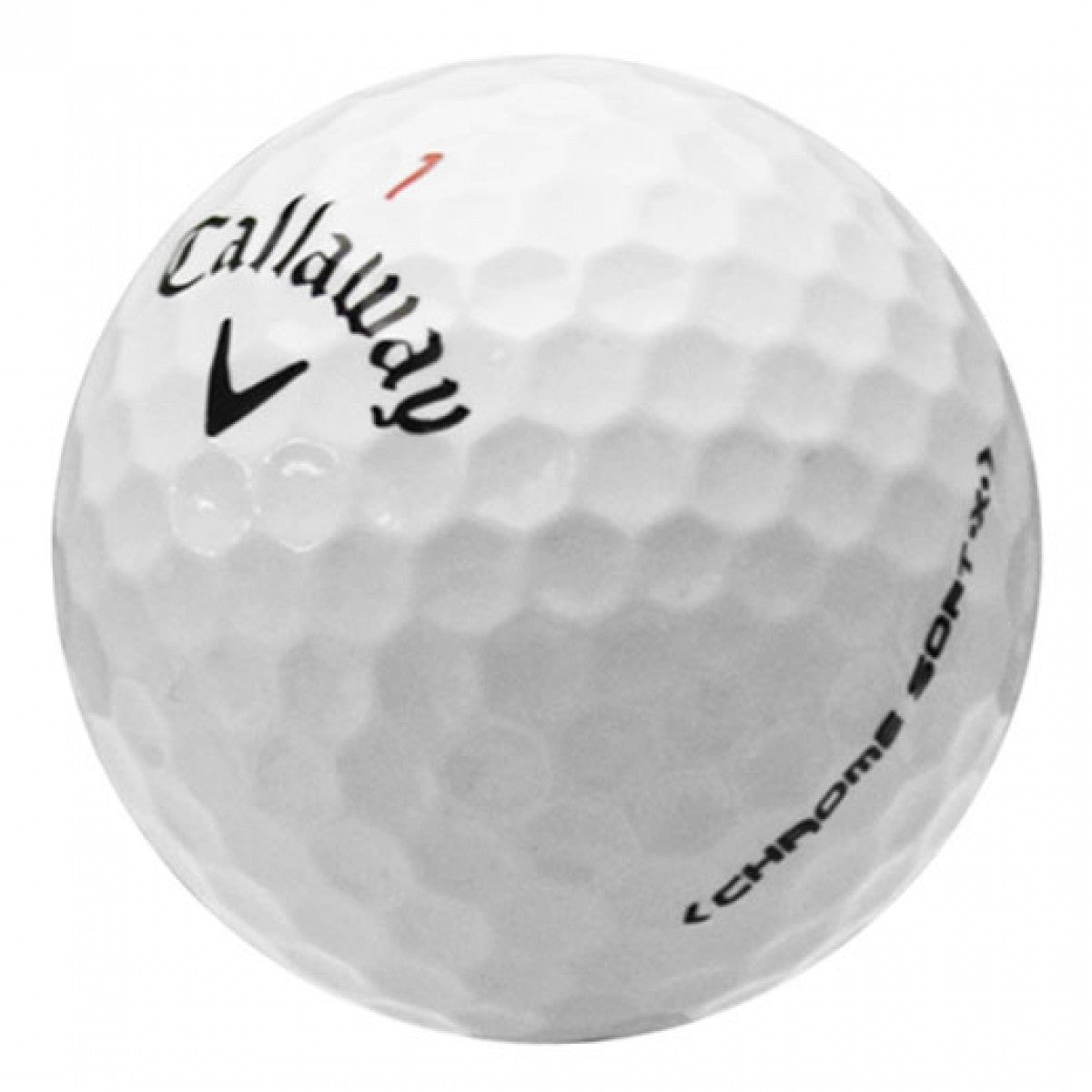 Weißer Golfball mit Callaway-Logo und der Aufschrift Chrome Soft X für Golfspieler