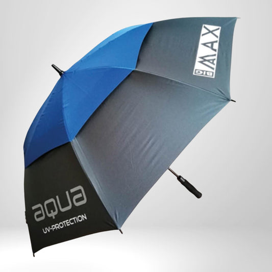 Golf-Regenschirm mit UV-Schutz, blau-grau-schwarz, aqua und MAX Logo, Zubehör Golf