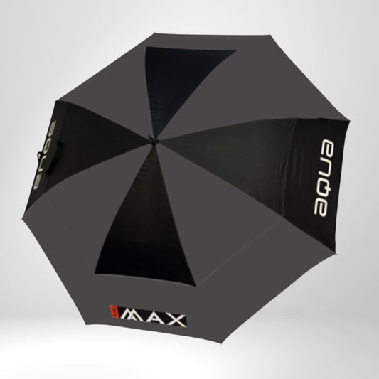 Großer schwarzer Golf Regenschirm mit UV-Schutz, Logo-Prints und robustem Griff