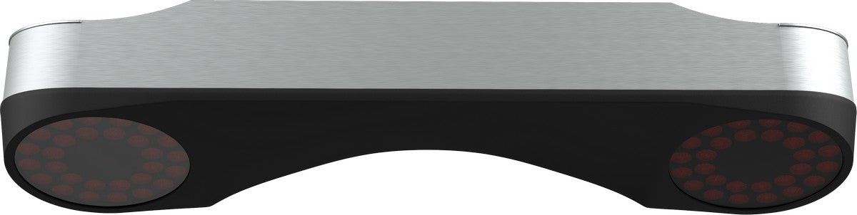 Golf Simulator Sensor, Vorderansicht, Metallgehäuse mit zwei Infrarotlinsen, Indoor Golf