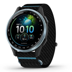 Golf GPS Uhr mit rundem Display, Fitnessdaten und schwarzem Armband für Golfer