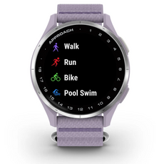 Lila Fitness-GPS-Uhr mit farbigem Display, Sportmodi Walk, Run, Bike und Pool Swim