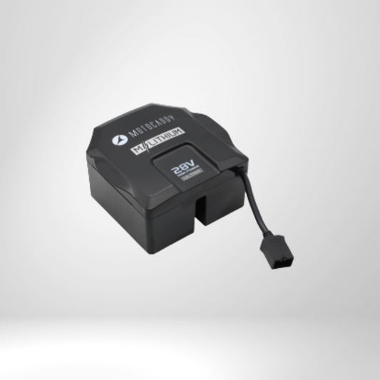 Motocaddy Lithium 28V Batterie für E-Trolley, schwarzes kompaktes Golf Zubehör