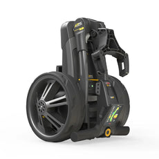 Zusammenklappbarer E-Trolley für Golf, schwarz mit großen Rädern, modernes Design