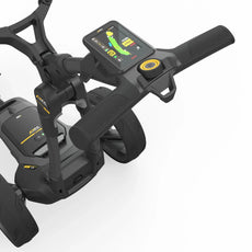 Elektrischer Golf Trolley mit großem LCD-Display und GPS, Detailansicht der Bedienelemente