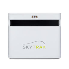 SkyTrak Golf Launch Monitor, weißes Indoor Golf Gerät, Frontansicht mit Logo