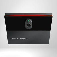Golf Simulator Tracking-Unit mit Kamera und rotem LED-Streifen, modernes Schwarz-Design