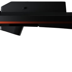 Schwarzer Golf Simulator mit orangen Akzent, modernes Indoor Golf Zubehör