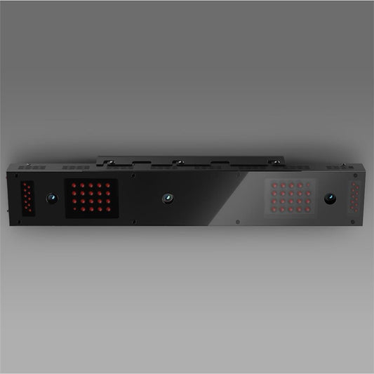 Golf Simulator Kameraeinheit mit mehreren Linsen und roten LEDs, Frontansicht