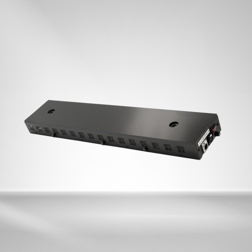 Schwarzer E-Trolley Akku für Golf Trolley, rechteckige Form, seitliche Anschlüsse