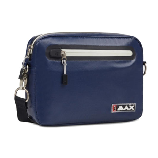 Dunkelblaue Clutch Tasche mit weißem Reißverschluss, sportliches Golf Zubehör
