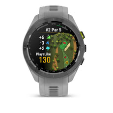 Graue Golf GPS-Uhr mit Golfplatzanzeige und Distanzmessung auf dem Display
