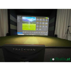 Golf Simulator mit Trackman System, Indoor Abschlagmatte, großer Bildschirm mit Golfdaten