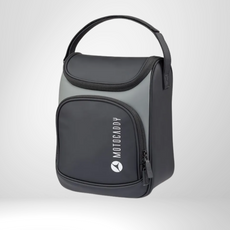 Schwarze Golf Kühltasche mit Reißverschluss und Tragegriff, ideal als Zubehör für Golftrolleys.