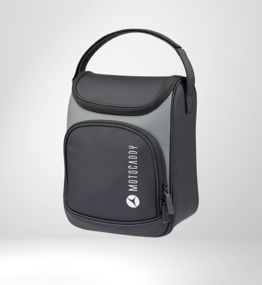 Schwarze Golf Kühltasche mit Reißverschluss und Tragegriff, ideal als Zubehör für Golftrolleys.