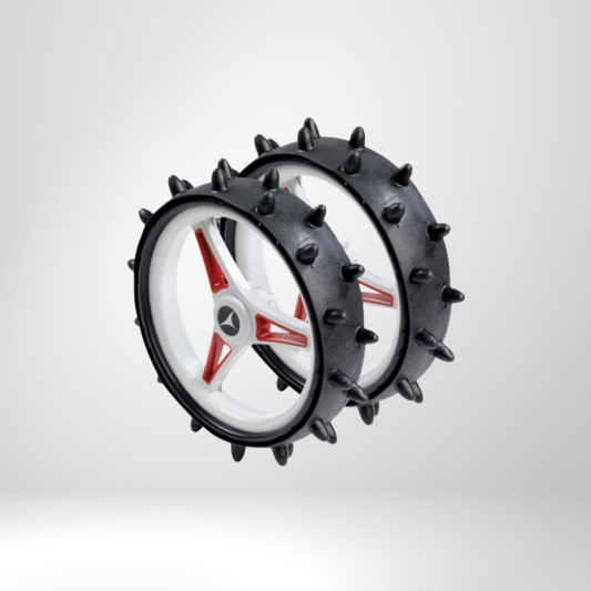 Golf Trolley Spikereifen, zwei schwarze Räder mit Stollen, geeignet für E-Trolley Zubehör