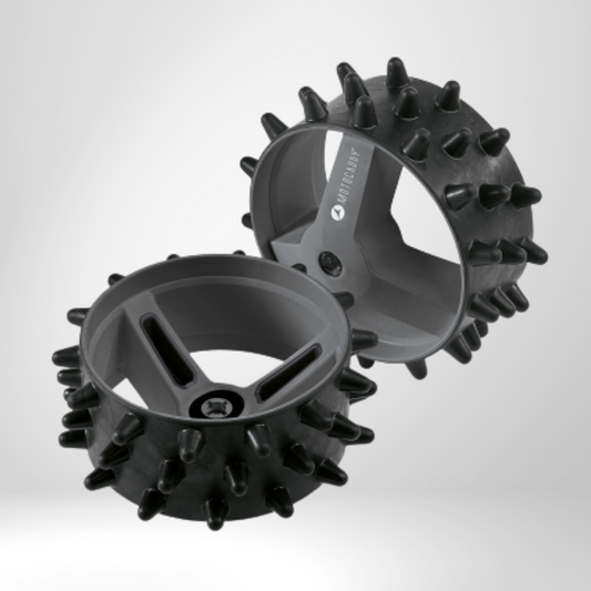 Schwarze Spikemaster Räder für Golf Trolley, Ersatzteile mit Noppen, Zubehör für Golftrolley