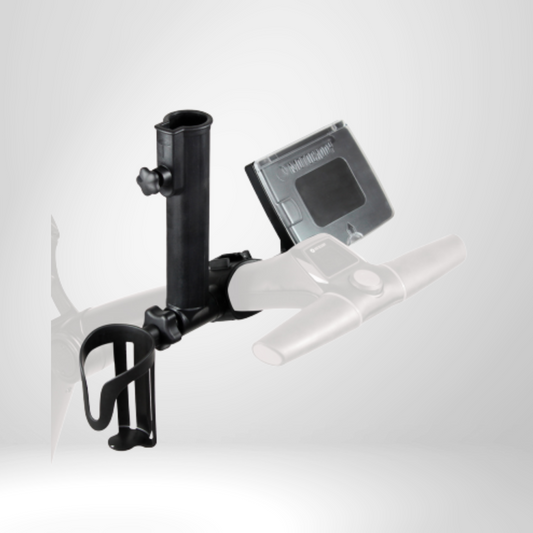 Halterung für Schirm und Getränk am Golf Trolley, schwarzes Zubehör für Golfwagen