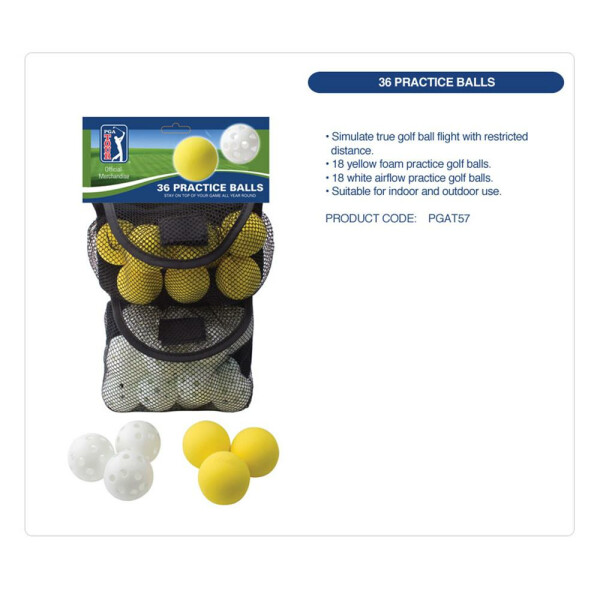 PGA TOUR 36 Indoor and Outdoor Practice Balls